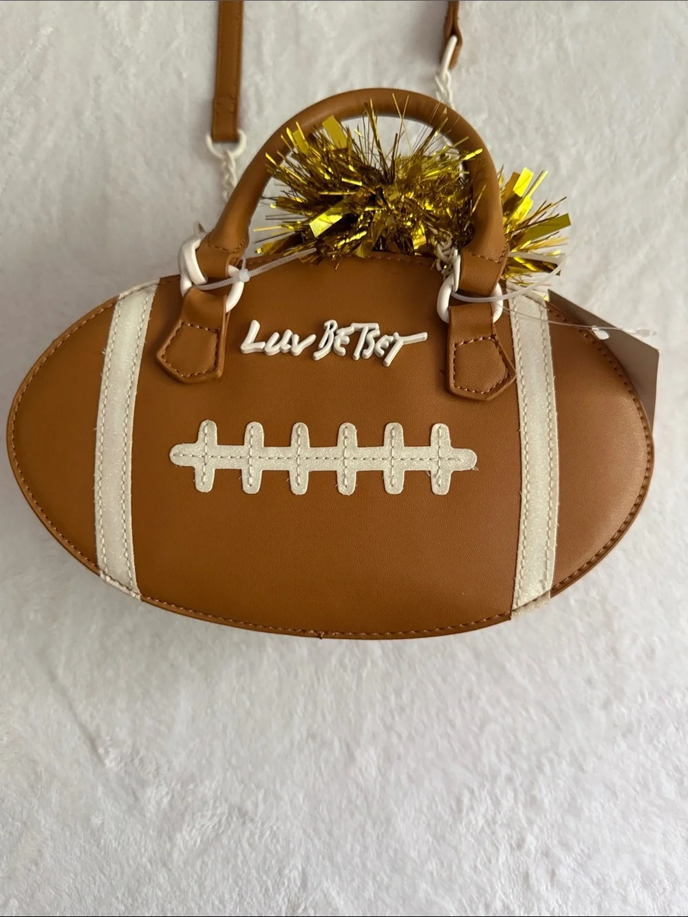 Betsey Johnson Brown and Cream Football Crossbody Bag Viral Tik Tok Purse